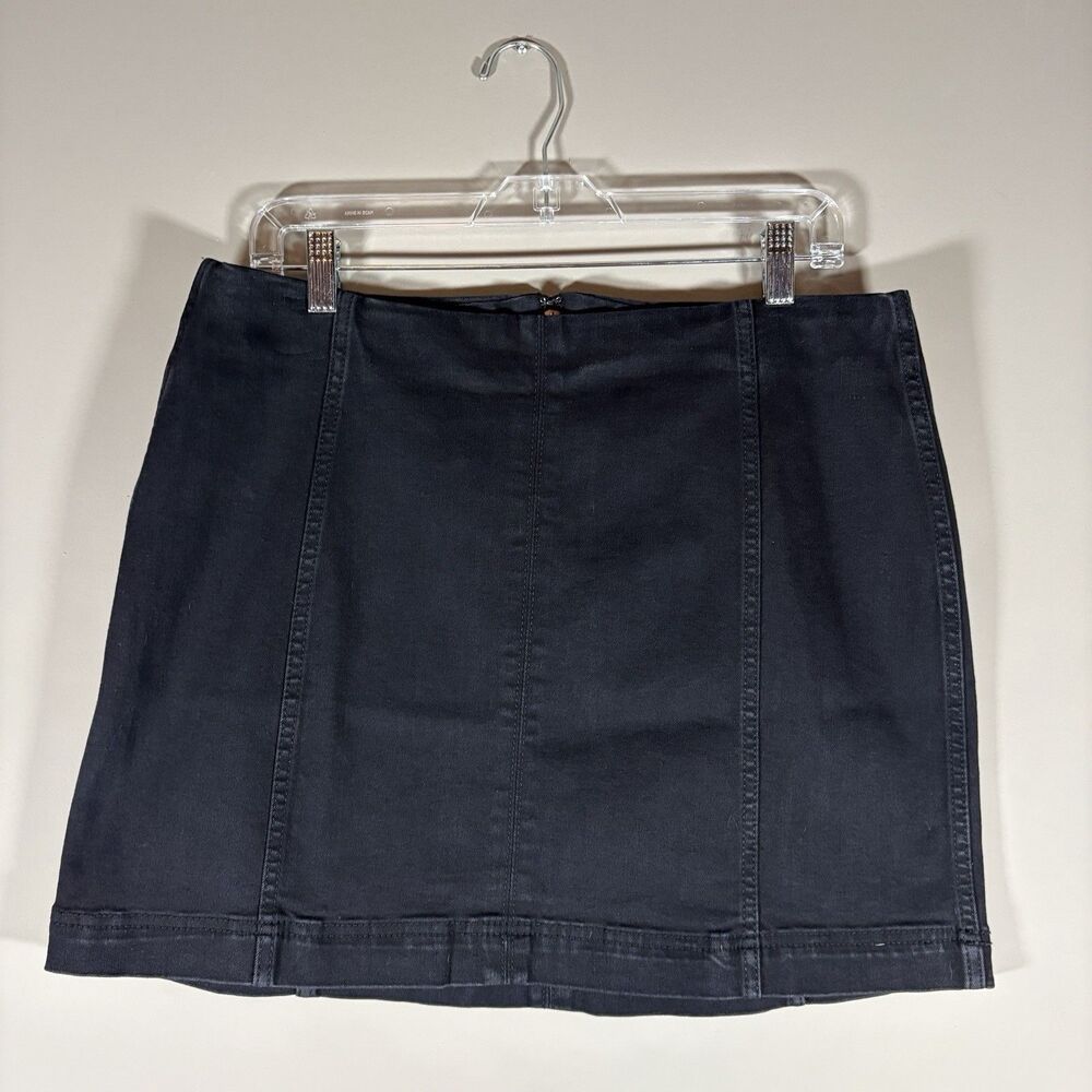 Wild Fable Black Mini Skirt Size 16 Stretch Denim Zip Back Casual